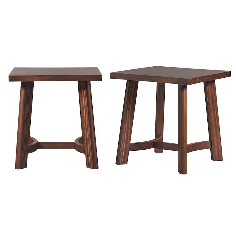 Walker Edison Modern Farmhouse Square Solid Wood Side Table (Set of 2)