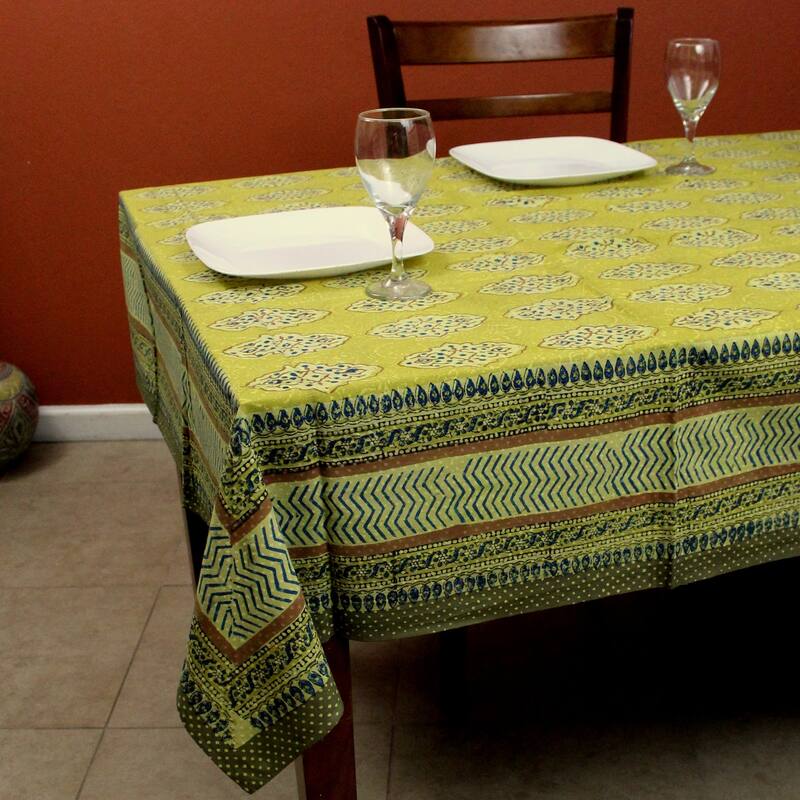 Cotton Block Print Geometric Tablecloth Rectangle