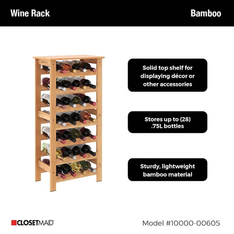 ClosetMaid Bamboo 28-Bottle Wine Rack