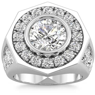 Men's 8 1/2Ct Diamond Hexagon Anniversary Pinkie Ring Gold Lab Grown