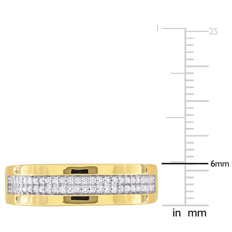 Miadora 1/10ct TDW Diamond Mens Double Row Anniversary Band in Yellow Silver