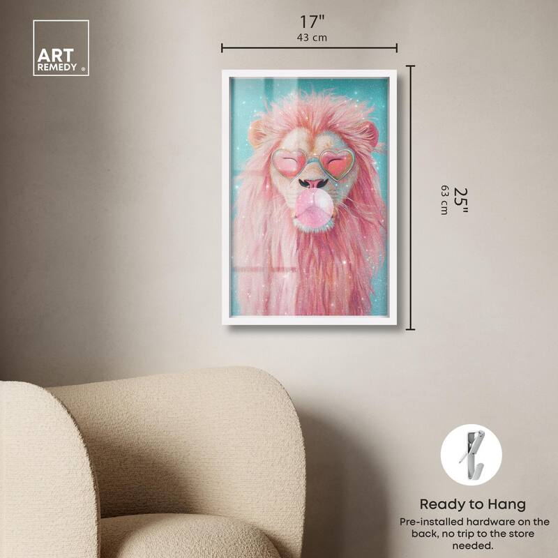 Pastel Lion Bubblegum Shadowbox by Art Remedy