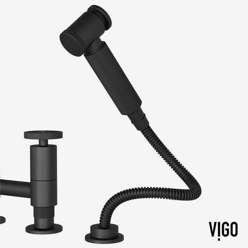 VIGO Cass 12" H 2-Handle Widespread Bridge Pull-Out Sprayer Kitchen Faucet