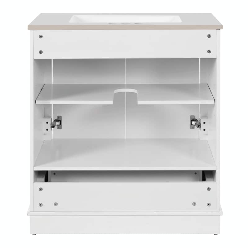 30" Luxurious Bathroom Vanity with Ceramic Sink - Bathroom Cabinet with 2 Large Soft Closing Doors