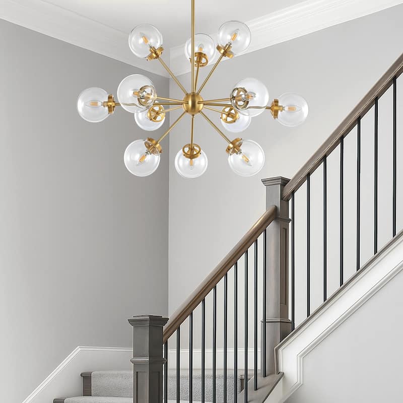 GetLedel 12-Light Modern Sputnik Sphere Chandelier with Glass Globe Shades - 39.5"