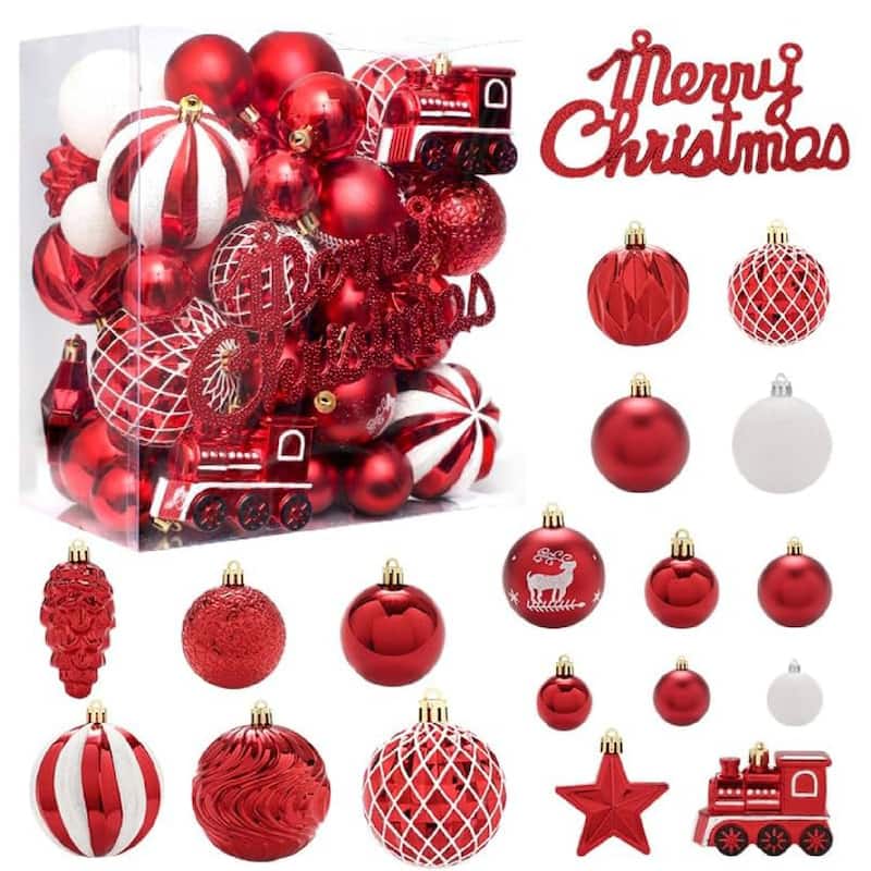65 Pcs Christmas Decoration Ball Ornaments Set for Holiday Party Wedding - N/A