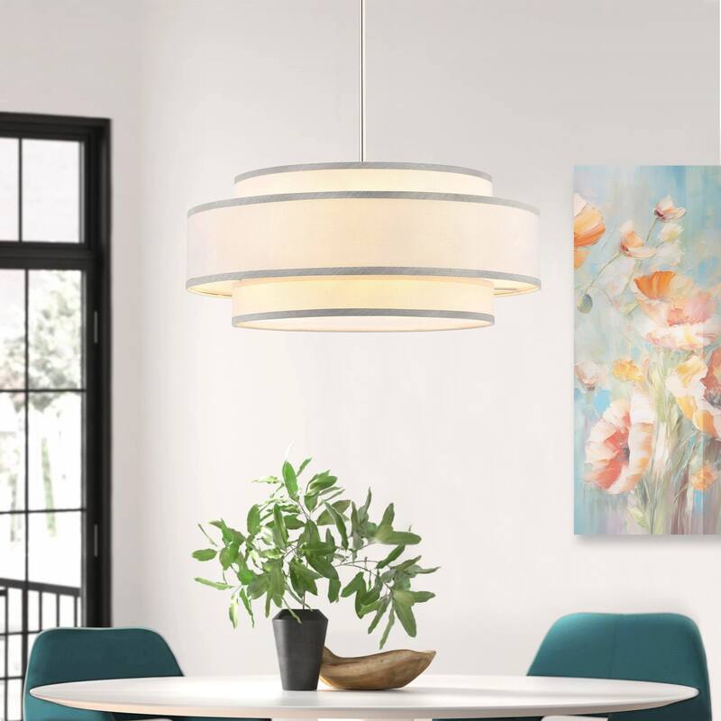 GetLedel 4-Light Double Shaded Drum Chandelier - Brushed Nickel
