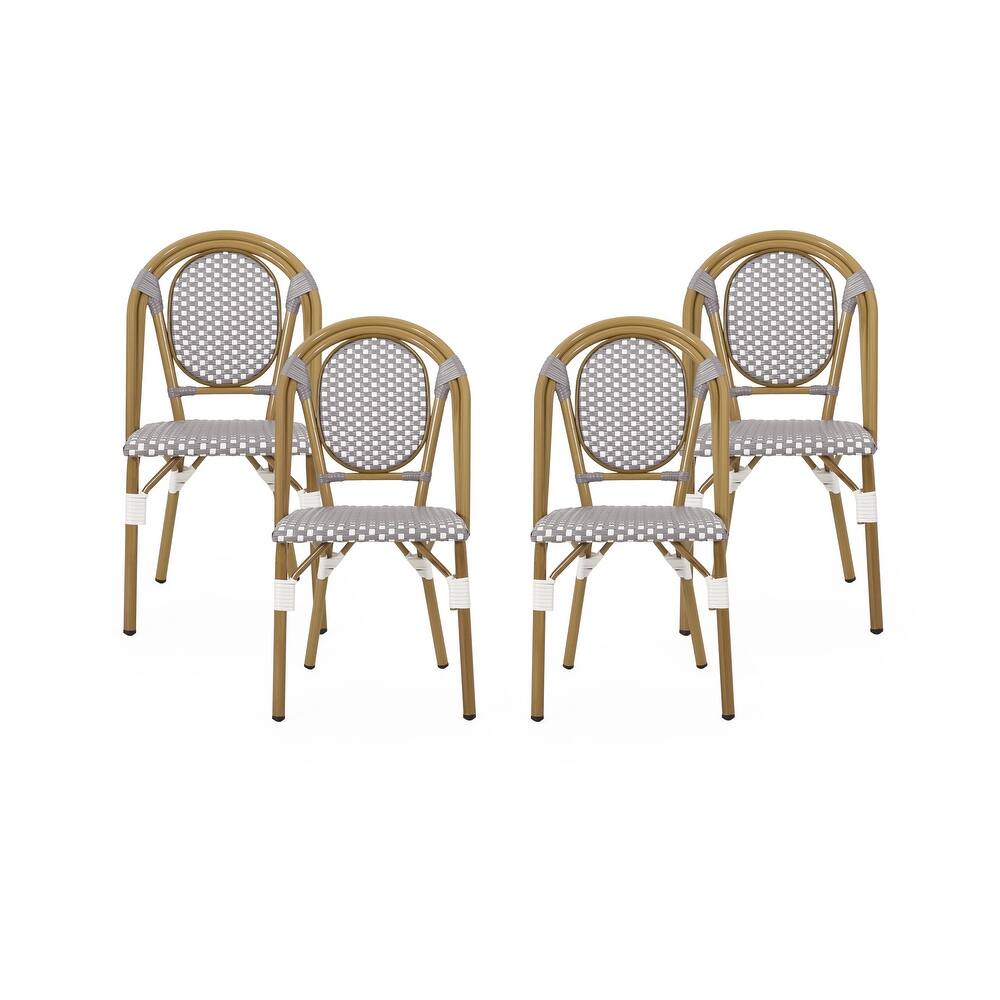 Remi Faux Bamboo/ Faux Rattan Outdoor French Cafe Chairs (Set of 4) by Christopher Knight Home