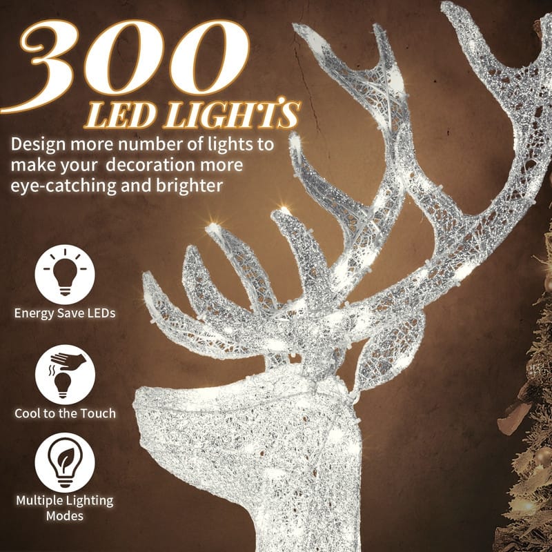 3-Piece Lighted Christmas Reindeer Family Set Outdoor Decorations Weather Proof Sparkling Deer Family