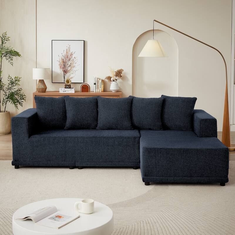 Chenille L-Shaped Sectional Sofa Set