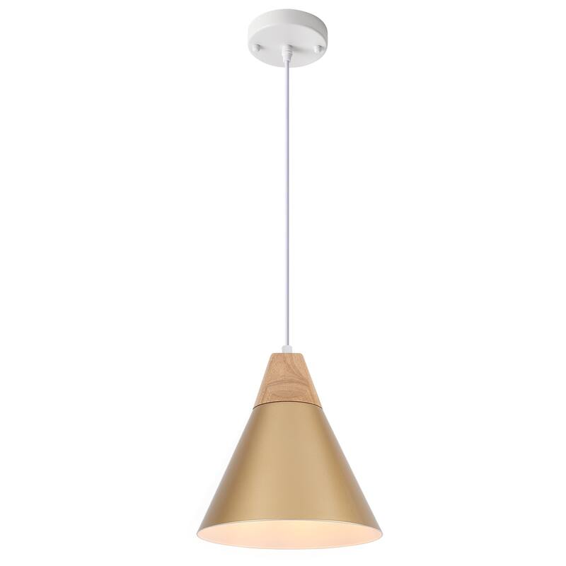 1-Light Industrial Pendant Light with Conical Shade for Kitchen Island - Gold