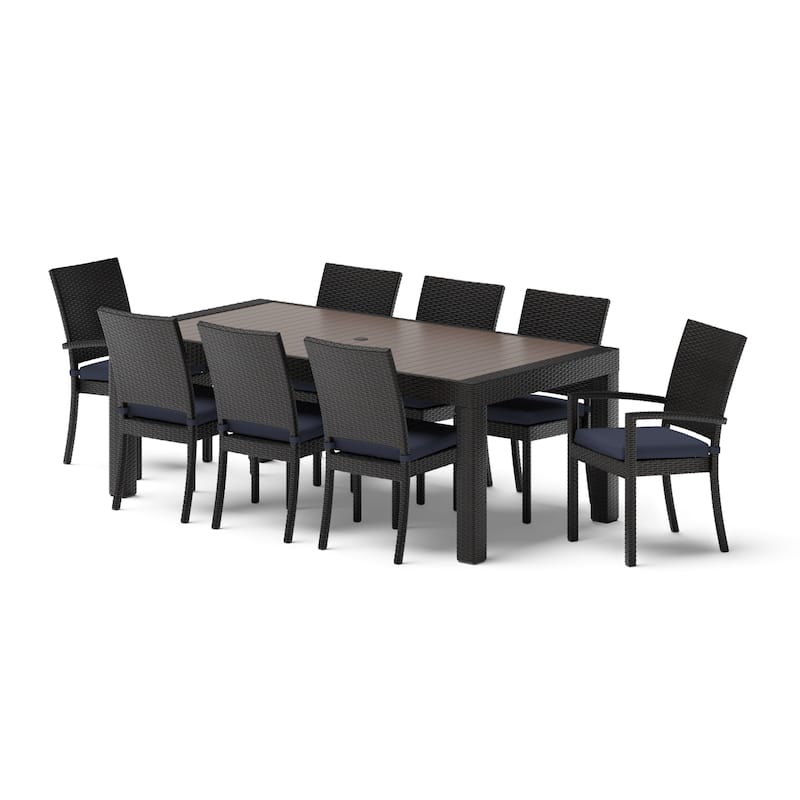Deco 9 Piece Aluminum Outdoor Patio Dining Set - Blue
