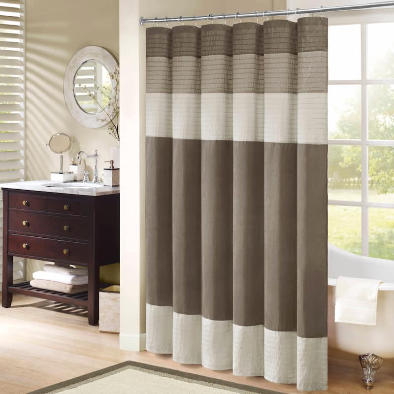 Madison Park Amherst Faux Silk Shower Curtain - 72x72" - Natural