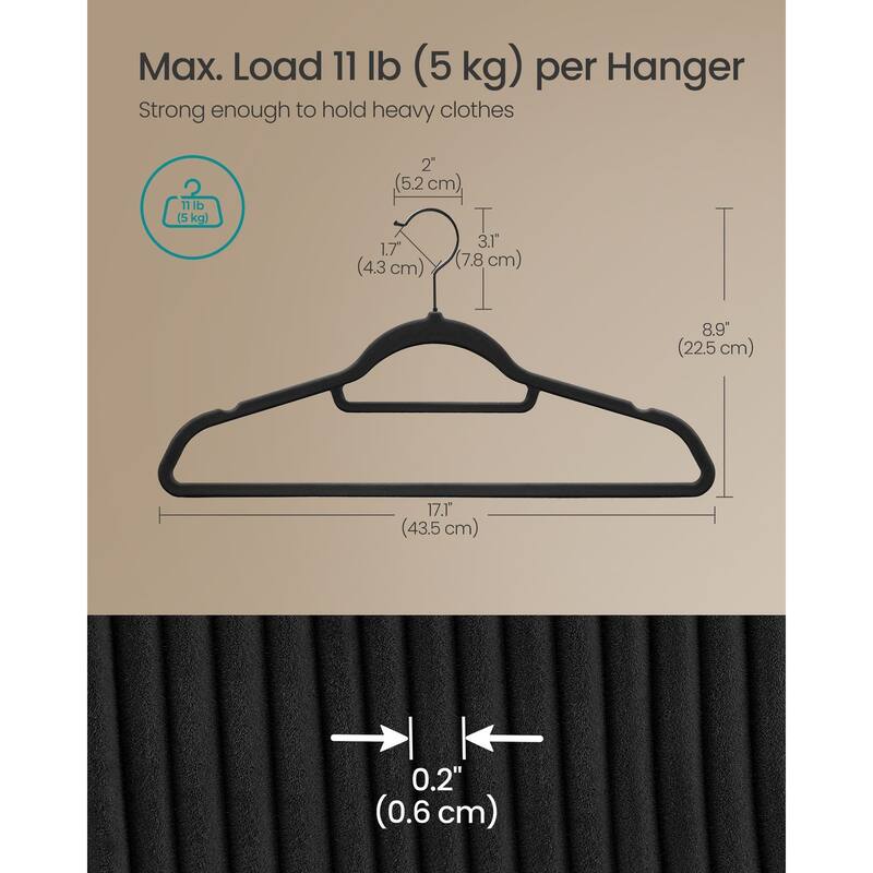 Clothes Slim Velvet Hanger with Rose Gold Swivel Metal Hook and Shoulder Notches Perfect for Heavy Coats or Camisoles