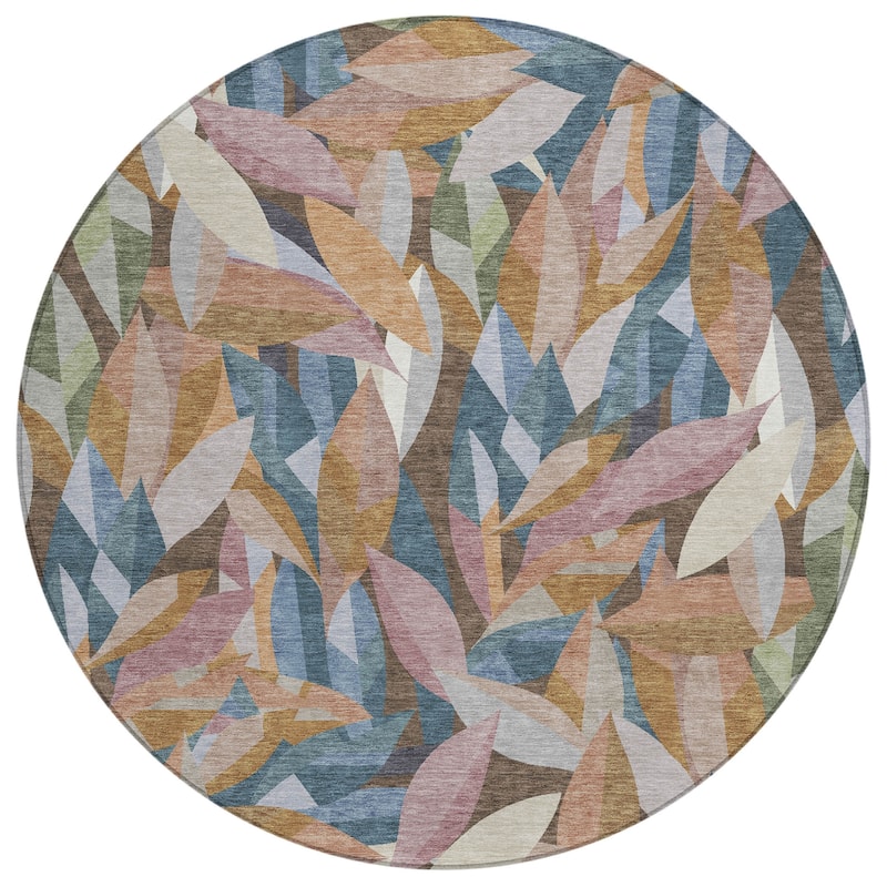 Machine Washable Indoor/ Outdoor Modern Floral Chantille Rug