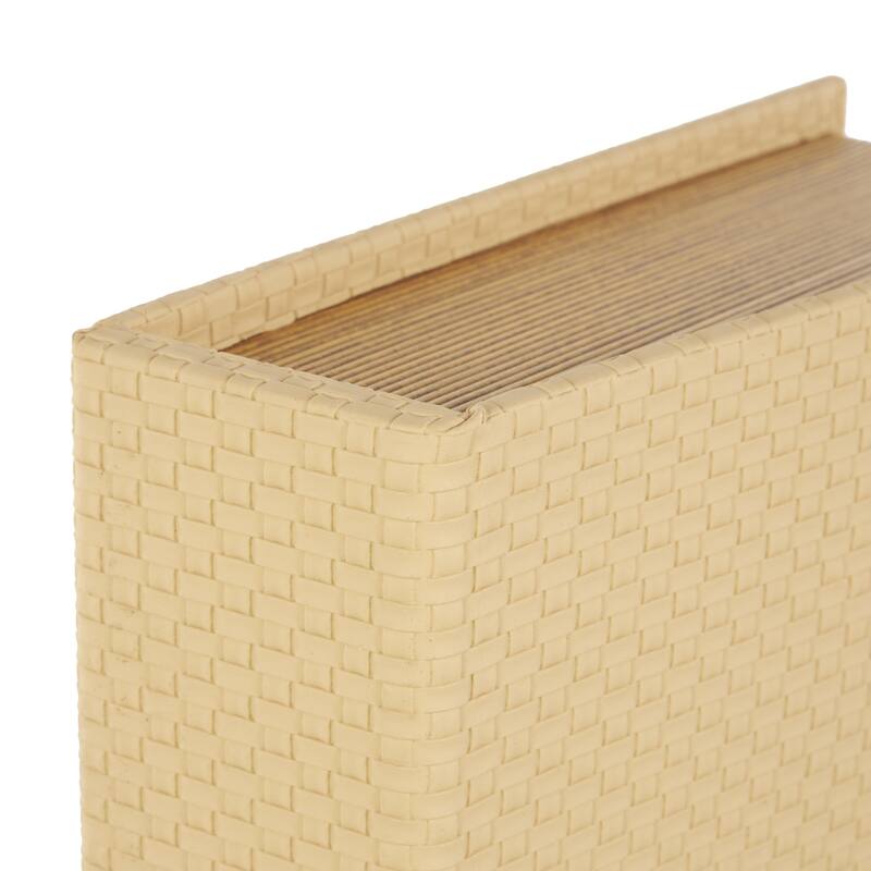 Cream, Black, Copper, Beige or Brown Faux Leather Woven Faux Book Storage Decorative Box (Set of 3)