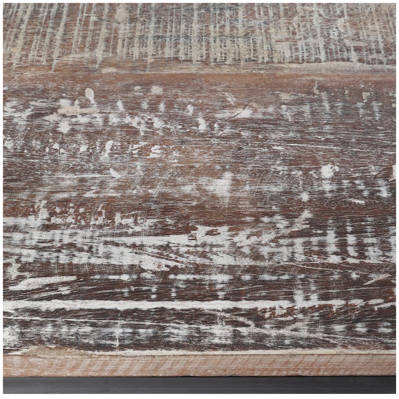 Brown Wood Rustic Accent Table with Black Metal Base