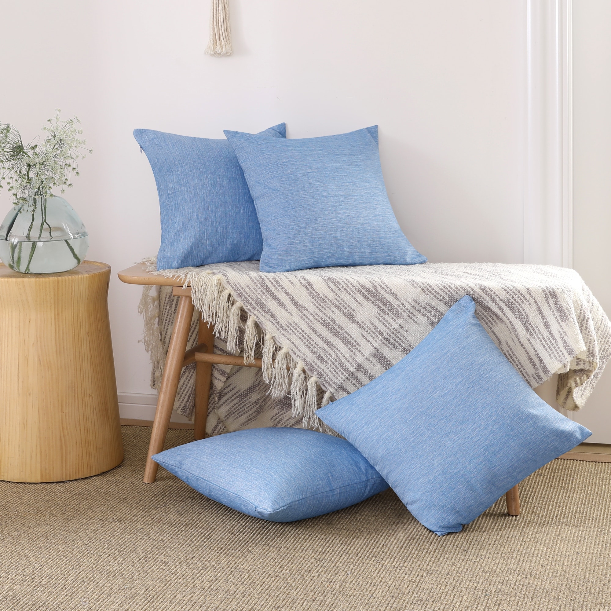 Deconovo 4-Pack Faux Linen Throw Pillow Covers with Hidden Zipper