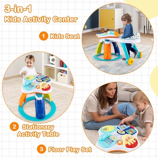 3 in 1 Kids Play Center Activity Walker w/ 3-Position