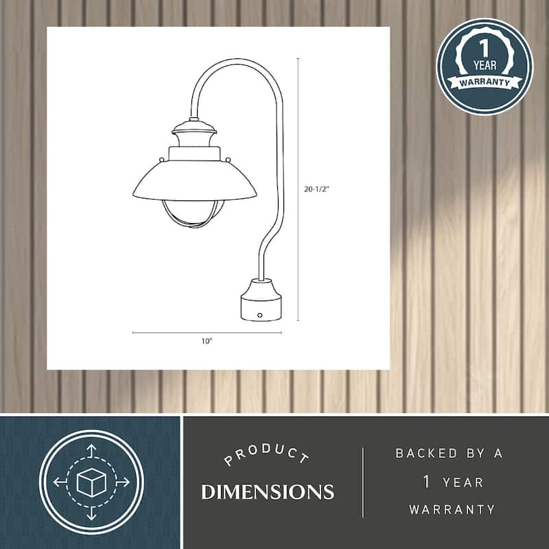 Harwich 1L Black Coastal Outdoor Dome Barn Post Light Clear Glass - 10-in W x 20.5-in H x 12.75-in D