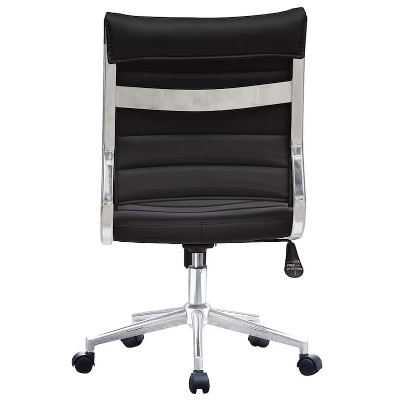 (Retired) Ergonomic Executive Mid back PU Leather Office Chair Armless Side No Arms Tilt With Wheels and Padded Cushioned Seat