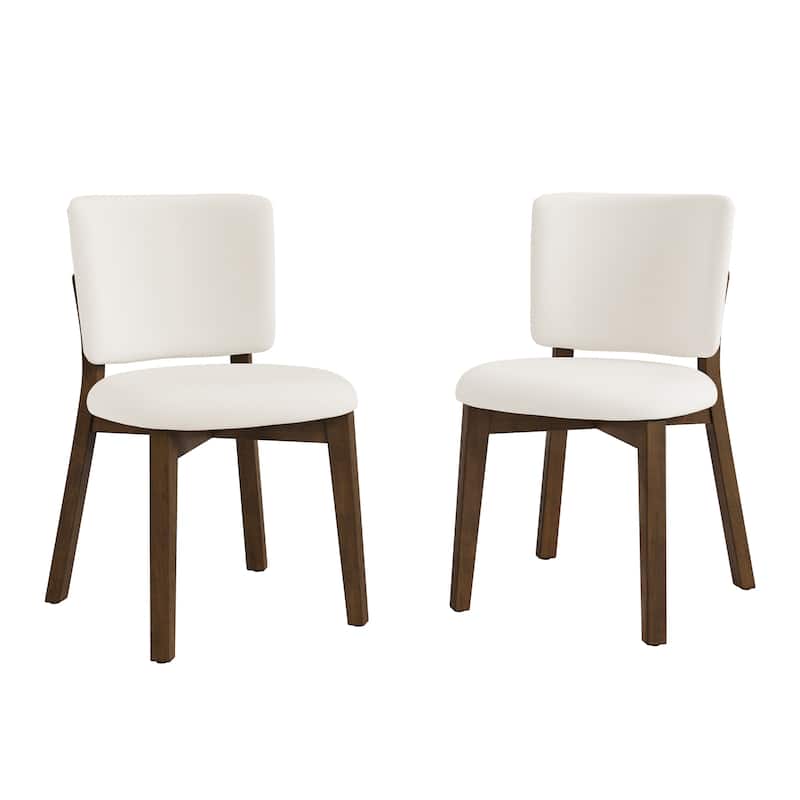 Fabric Upholstered Dining Chairs Set of 2/4 with Wooden Legs, Modern Kitchen Dining Chairs with Back, Walnut Flaxen