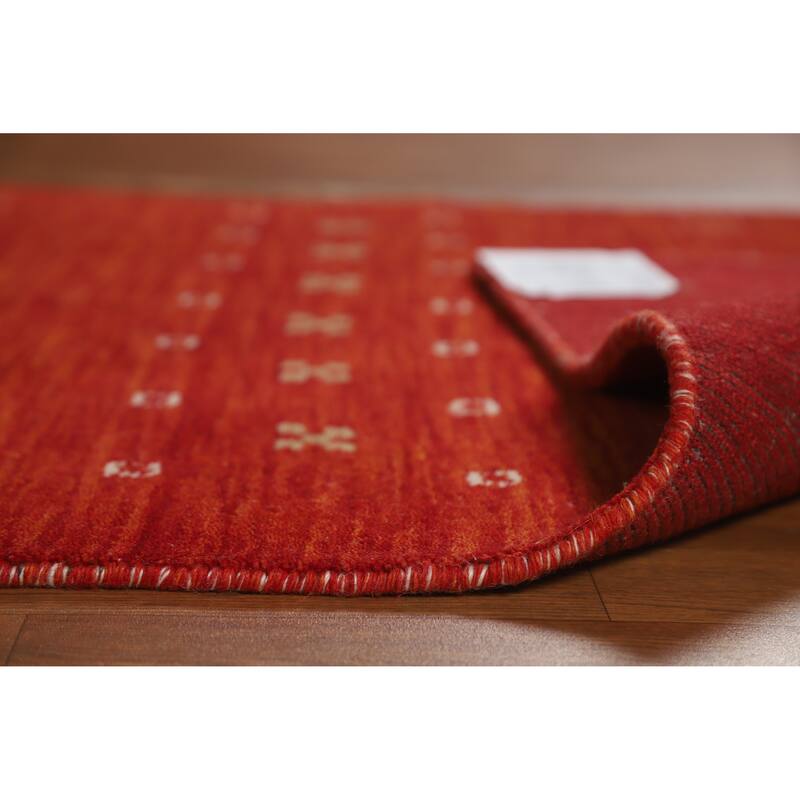 Gabbeh Indian Rug Hand-Knotted Red Wool Carpet - 3'1" x 4'9"