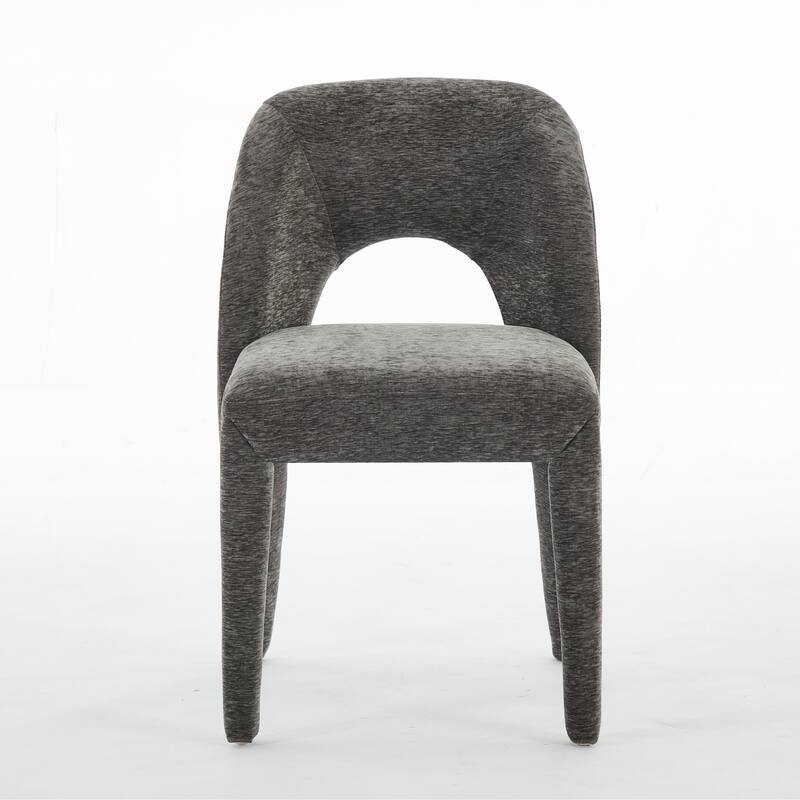 Contemporary Metal Frame Dining Chair Set of 2 with Sponge Cushion 300lb Capacity - Grey