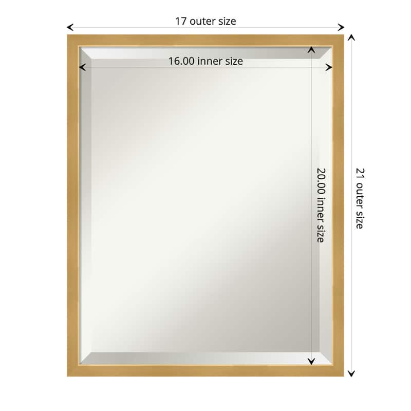 Beveled Wood Wall Mirror - Svelte Polished Gold Frame - Outer Size: 17 x 21 in