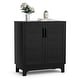 preview thumbnail 13 of 11, Anmytek Modern 2-Door Black Buffets Sideboards Rattan Kitchen Storage Cabinet with Adjustable Shelf - 31.5" W x 15.7" D x 35" H