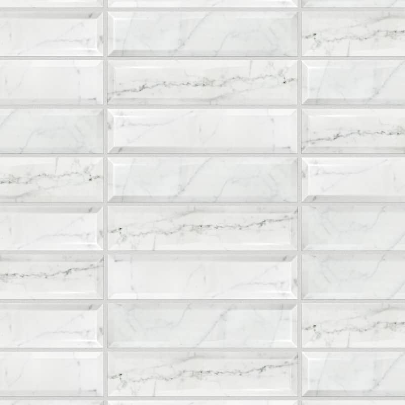 Merola Tile Classico Carrara Glossy Metro 3" x 12" Ceramic Wall Tile