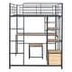 preview thumbnail 17 of 38, Full Size Loft Bed with Desk,Stool,Wardrobe,Shelves and Cabinet for Home
