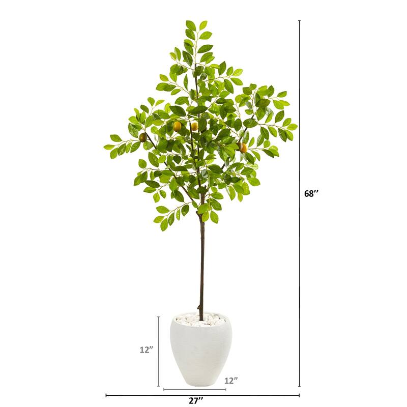 Artificial Lemon Tree 54In Indoor Outdoor Decor Sand Planter - Green - 31-40 Inches