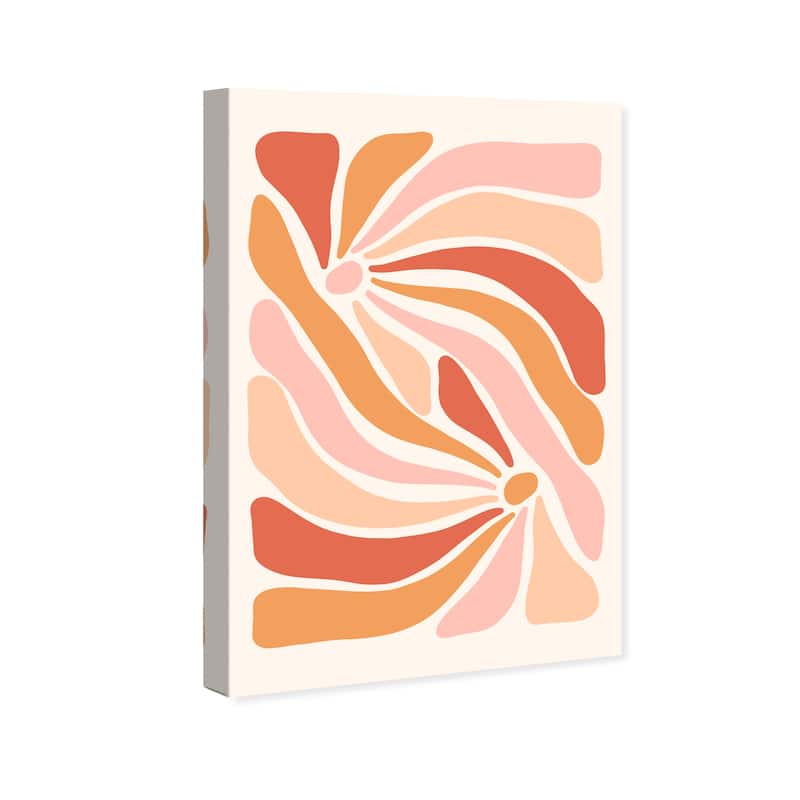 Wynwood Studio Canvas Floral and Botanical Retro Floral Vibes Pink and Light Pink Modern & Contemporary Wall Art Canvas Print