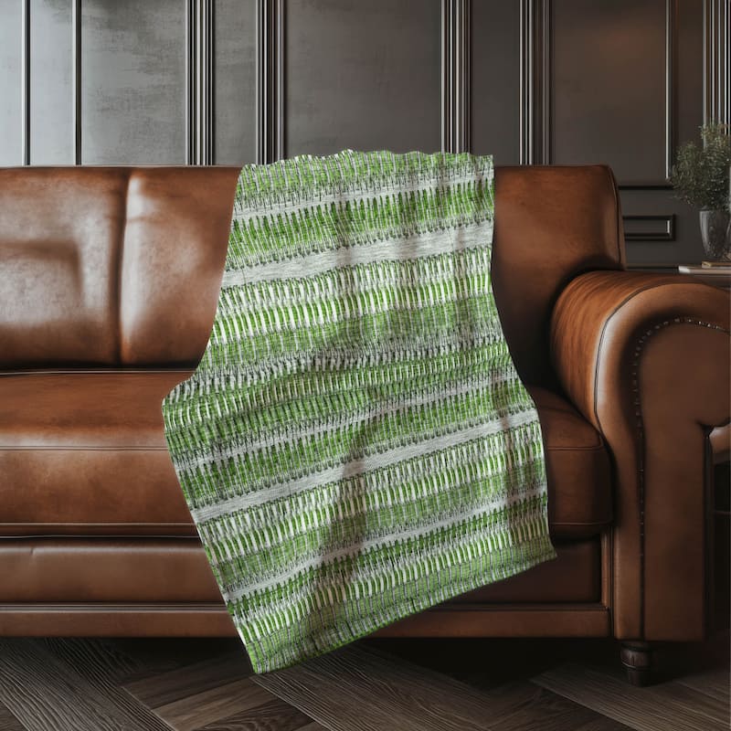 Premium Machine Washable Geo Stripes Sherpa Throw Blanket - Green - 4'2" x 5'10"