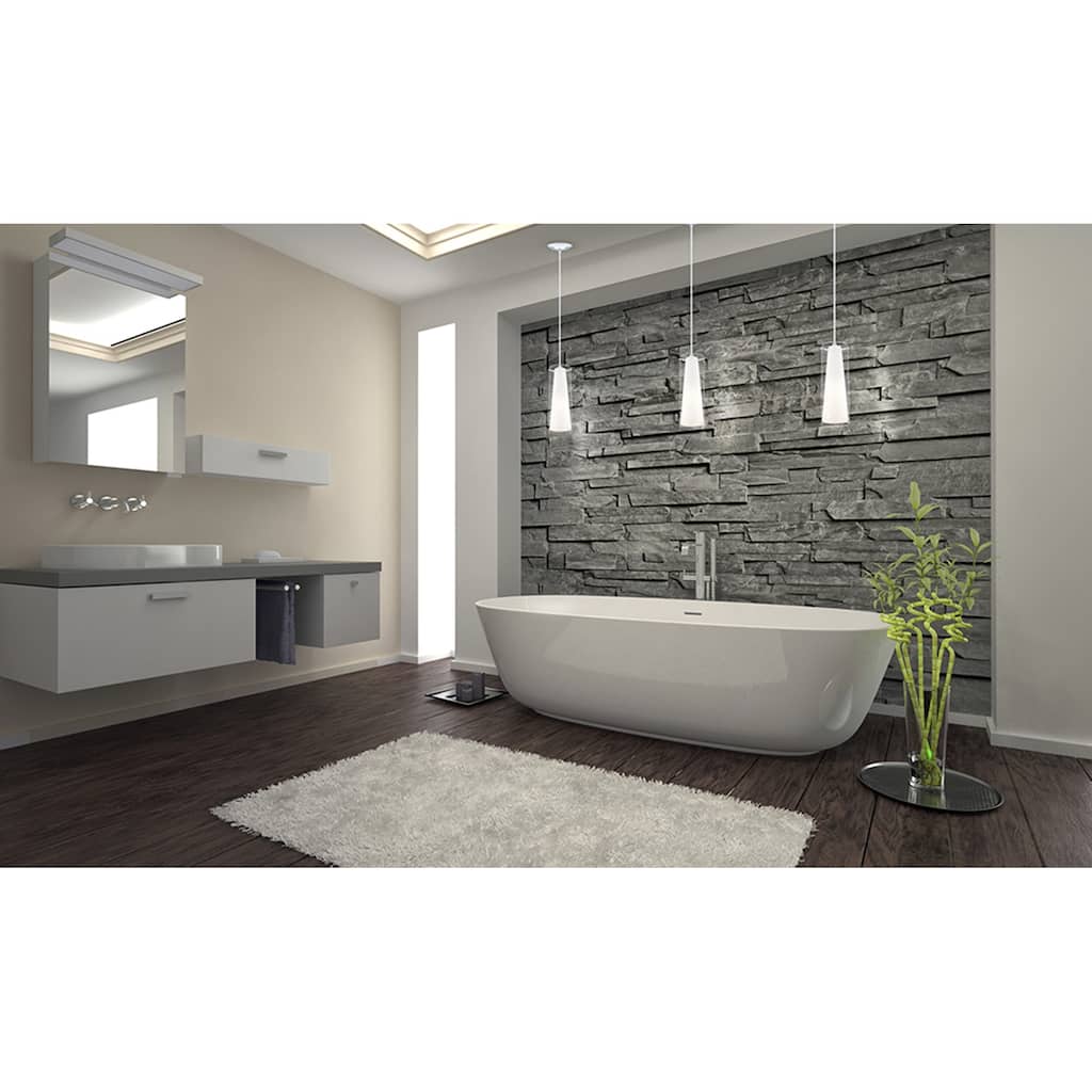Eglo Pinto 1-Light Chrome Mini Pendants with Clear, White Glass