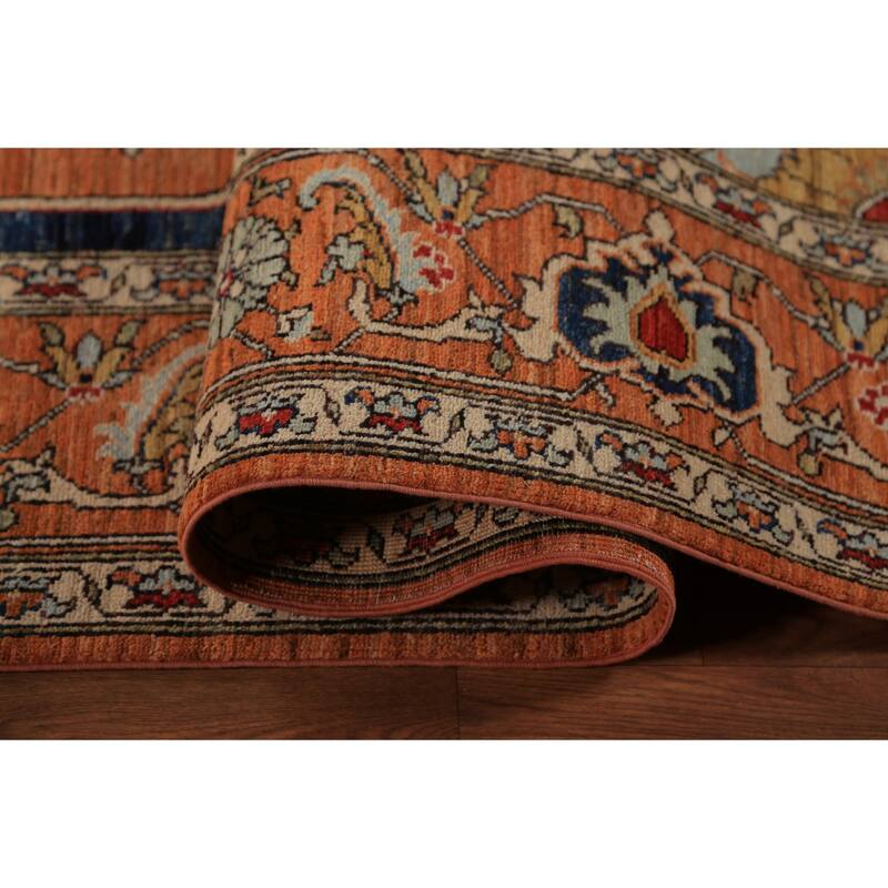 Heriz Serapi Oriental Rug Hand-Knotted Vegetable Dye Wool Carpet - 9'4"x 11'11"