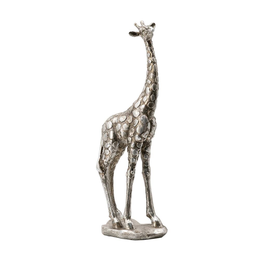 Standing Giraffe Statue with Base - 13.75" - Silver