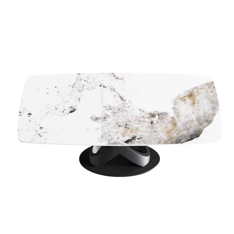 71'' Modern Artificial Marble Dining Table with Carbon Steel Base