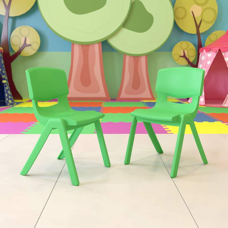 2 Pack Plastic Stackable School Chair with 15.5"H Seat - Green