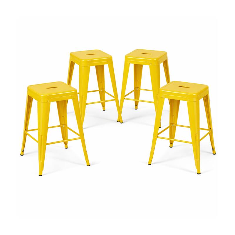 AC Pacific 24 Inch Industrial Stackable Metal Counter Stools Set of 2 - Yellow