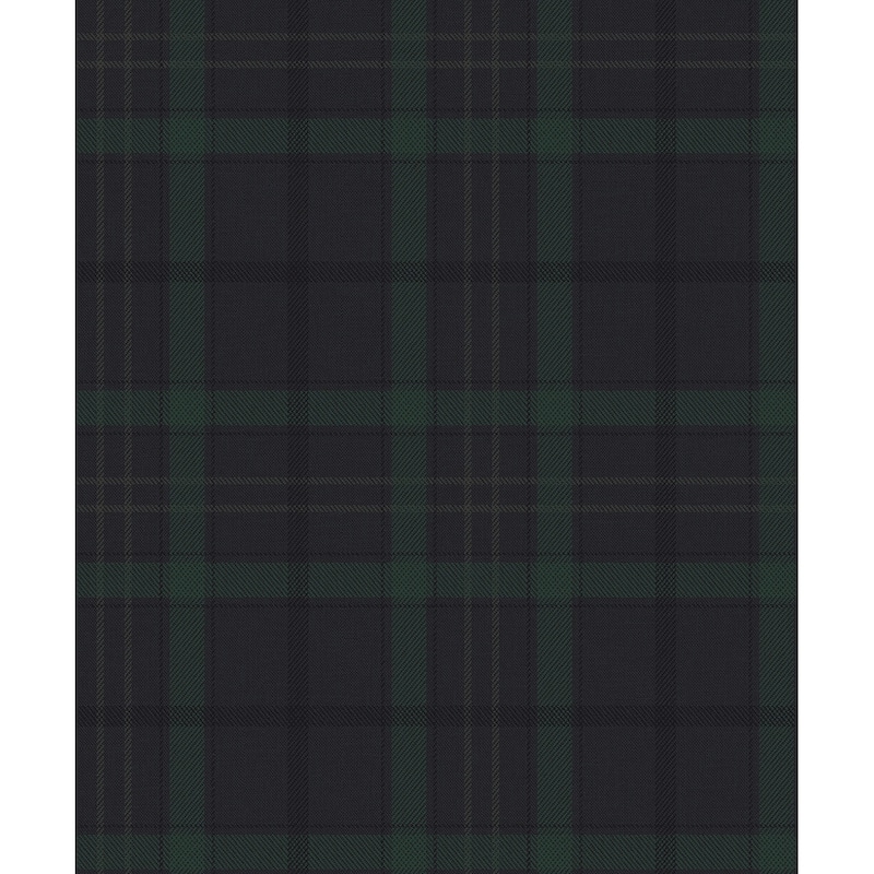 Seabrook Designs Tailor Plaid Prepasted Wallpaper - 20.9 in. W x 33 ft. L - Dark Blue & Evergreen