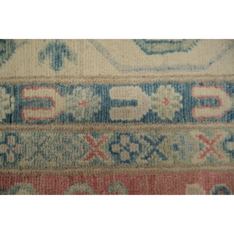 Hand Knotted Oriental 100% Wool Carpet Traditional Geometric Pink Kazak Area Rug - 10' 11'' X 8' 4''
