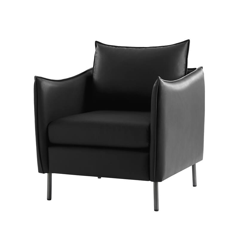 Christopher Modern Anti-scratch Fabric Armchair with Black Metal Legs by HULALA HOME