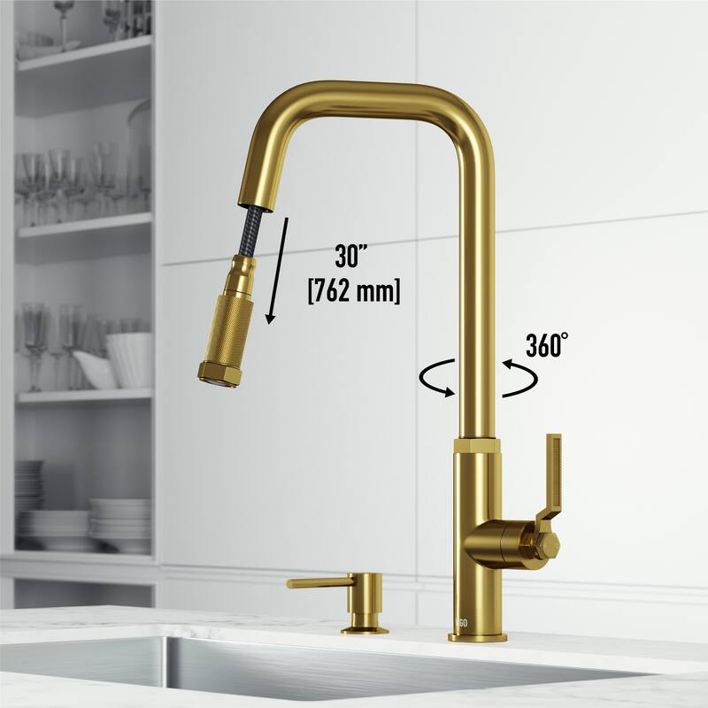 VIGO Hart Angular 18" H Single Handle Pull-Down Kitchen Faucet