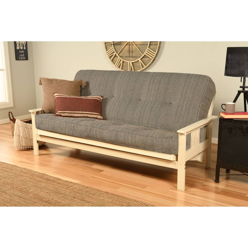 Porch & Den Kern Antique Wood Futon Set with Innerspring Mattress - Taxi Seaport