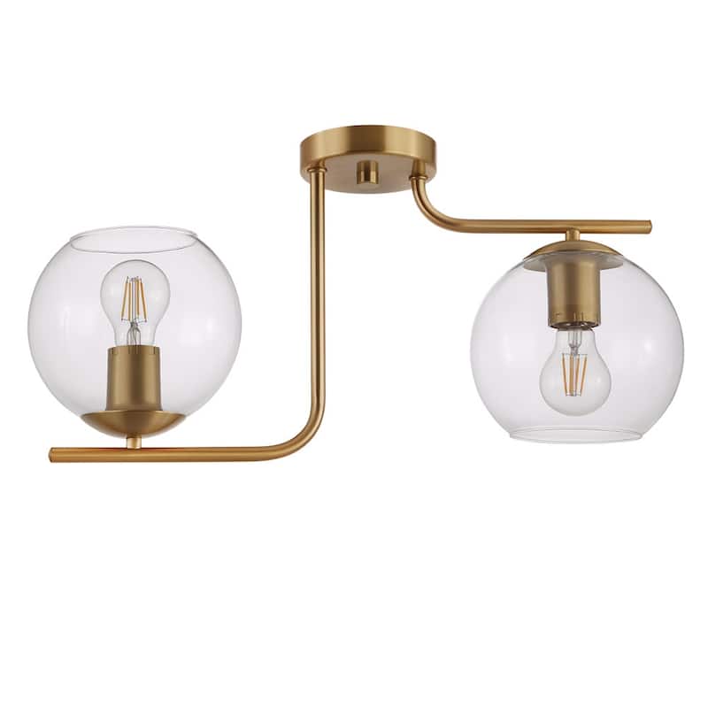 Eglo Marojales 2-light Brushed Gold Ceiling Light with Clear Glass - Brushed Gold