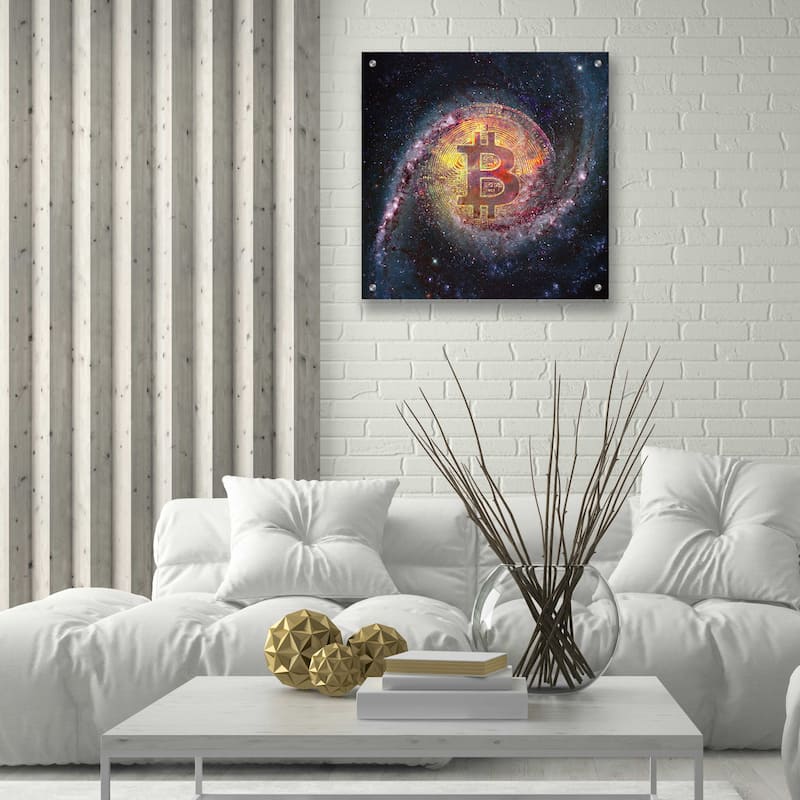Epic Art 'Bitcoin Galaxy', Acrylic Glass Wall Art