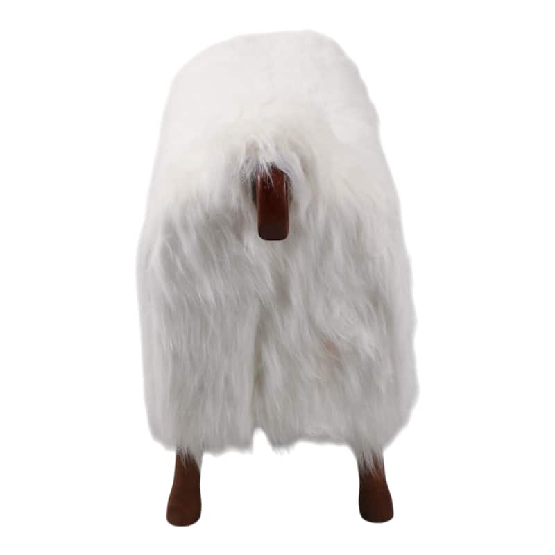 Faux Fur Wood Decorative Figurine Fuzzy Sheep Accent with Casual Style - 45" x 17.75" x 32.75"
