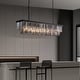 preview thumbnail 16 of 26, 47 in. Smoked Gray and Black Modern Contemporary Crystal Chandelier 2-Tier Linear Kitchen Island Pendant Light for Dining Room